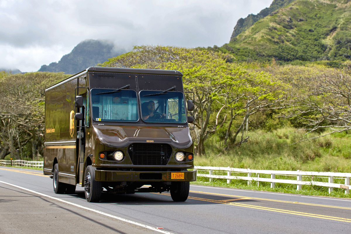 UPS package car on a delivery route (Credit: UPS)